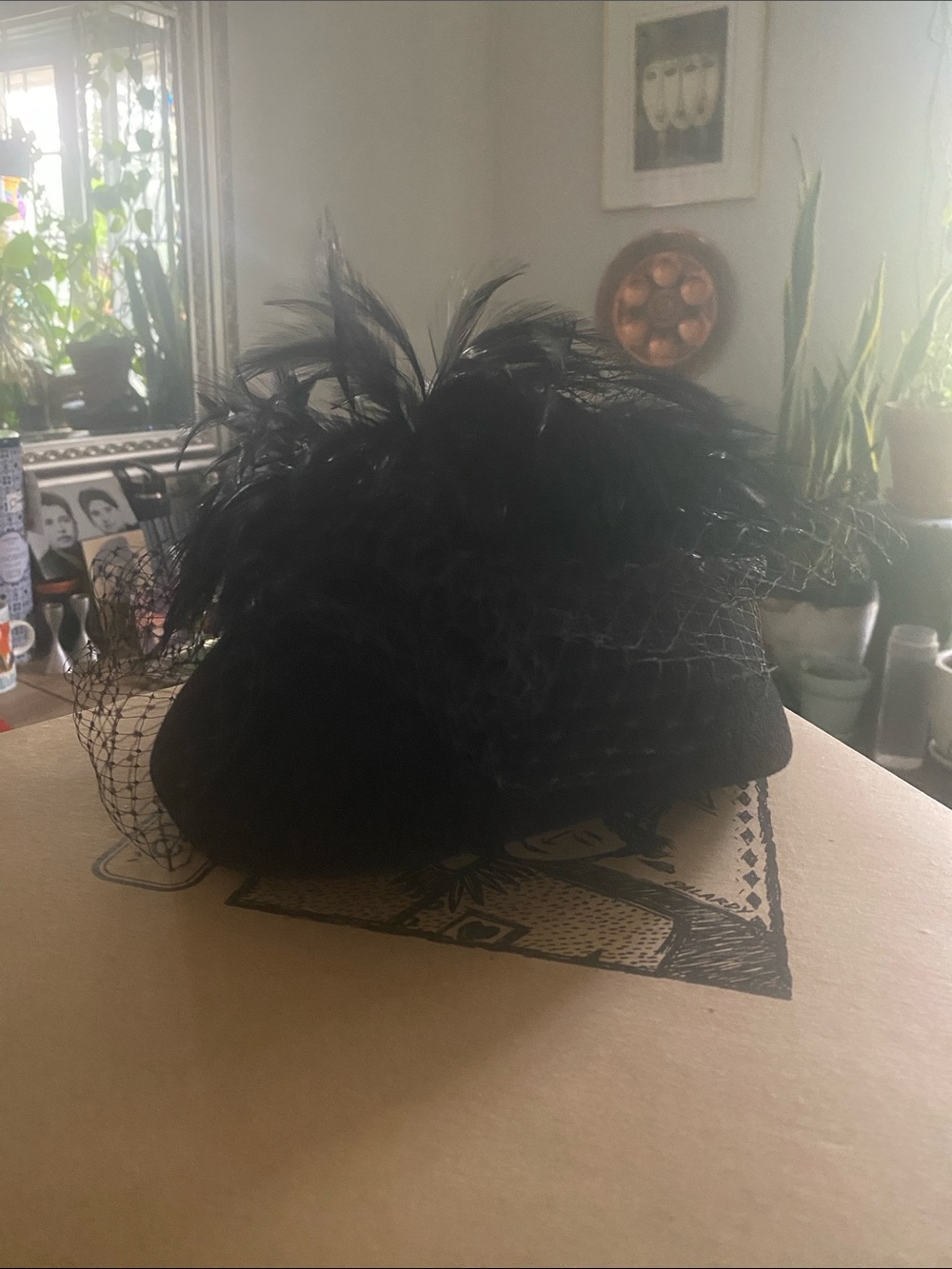 Vintage Black Feather Veil Fascinator